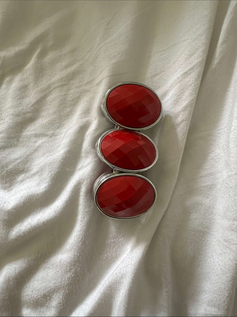 Red Faceted Statement Bracelet - Women's Fashion Jewelry - Picture 3 of 5